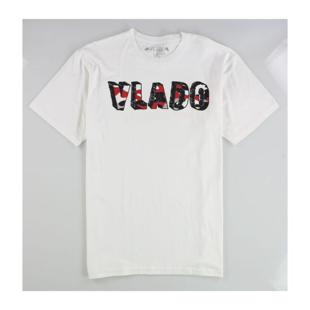 Vlado Mens 3D Logo Graphic T-Shirt, White, L, DM